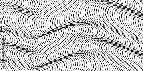 Abstract Dotted Wave Pattern – Black Dot Flow Lines, Optical Illusion Texture, Modern Geometric Background for Creative Design, Poster, Cover and Digital Art