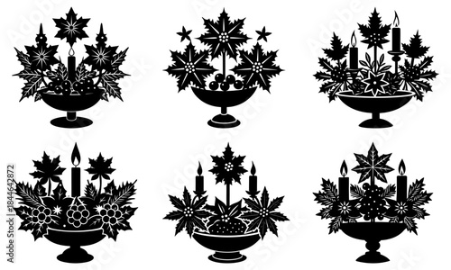 Intricate black metal candelabras