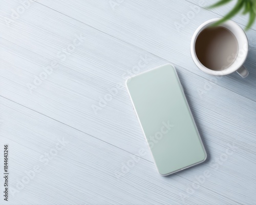 Wallpaper Mural digital detox concept, phone placed face down on clean desk, calm lifestyle message Torontodigital.ca