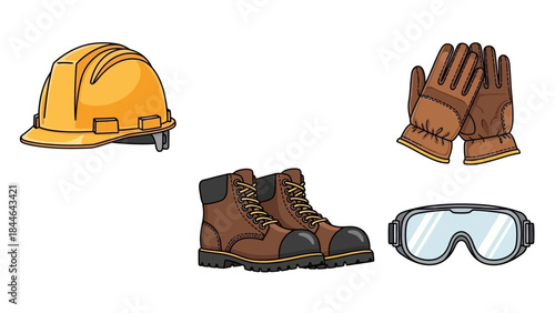 safety helmet and gloves