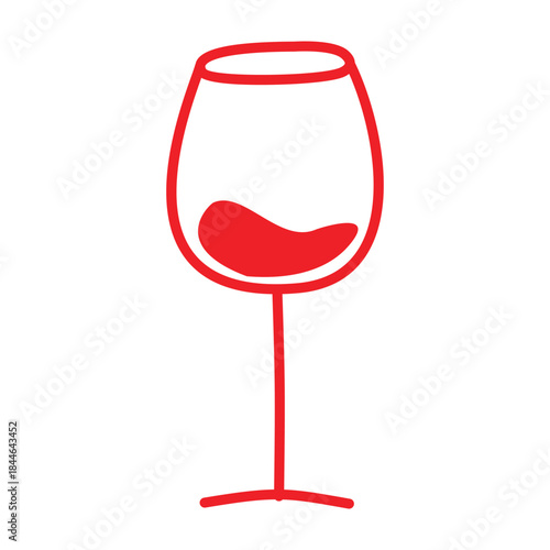 Glass of wine in doodle style