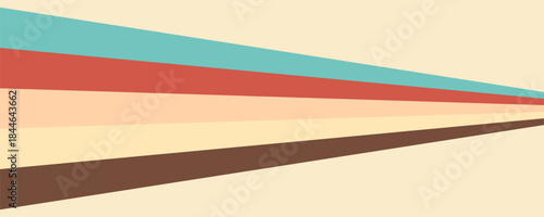 Abstract colorful 70s background vector. Vintage retro wallpaper with rainbow stripes and wavy lines. A 1970 color illustration suitable for posters, banners, decorative items and wall art.