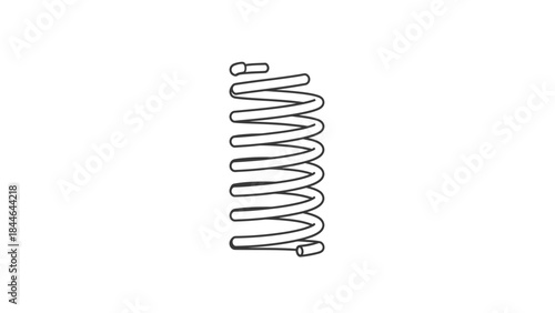Coil Spring Outline: A precise line drawing of a metallic coil spring, perfect for illustrating mechanical concepts and engineering principles.