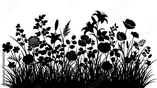 Floral Silhouette: A silhouette of various flowers and grasses creates a captivating contrast, perfect for designs that evoke natural elegance.