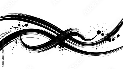 Ink Strokes: A mesmerizing black ink swirl pattern dances across the frame, showcasing elegant brushstrokes and dynamic curves with a minimalist, artistic feel.