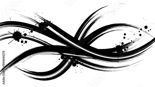 Abstract Brushstroke Swirl: An artistic monochrome design features flowing, dynamic brushstrokes, evoking a sense of movement and artistic expression.