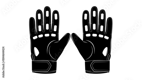 Protective Grip: A pair of sleek, black gloves, meticulously designed to offer a firm grasp, essential for sports and labor.