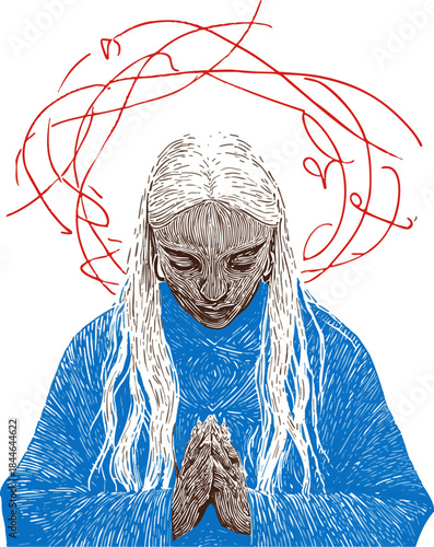 Praying Figure with Abstract Halo