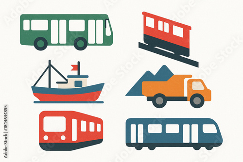 Chilean Transportation Icon Set Vector Illustration with Urban and Rural Vehicles