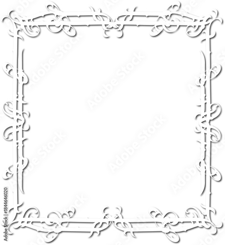 Vintage decorative frame in Gothic style - elegant white frame on transparent background, PNG, 300 DPI, middle ages, hallowen, Christmas.