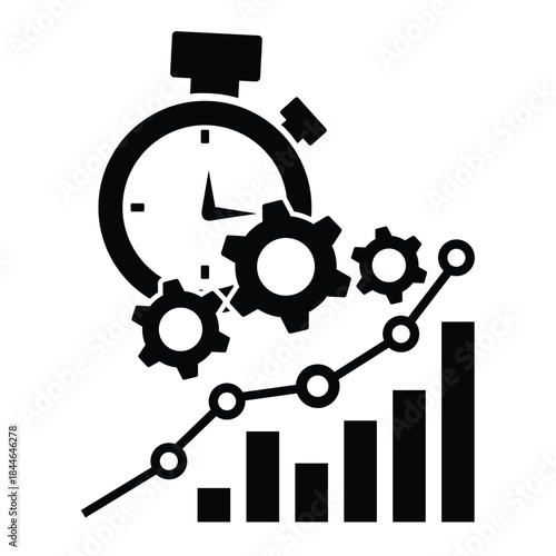 Iconic representation of optimized time management, efficiency, and increasing productivity for business growth.