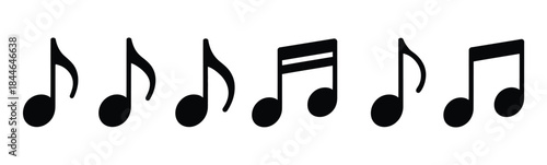 Music Notes Icon Vector elegant black music symbol design showing melody rhythm treble clef bass clef staff and instrument elements