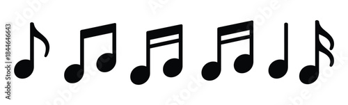 Music Notes Icon Vector elegant black music symbol design showing melody rhythm treble clef bass clef staff and instrument elements