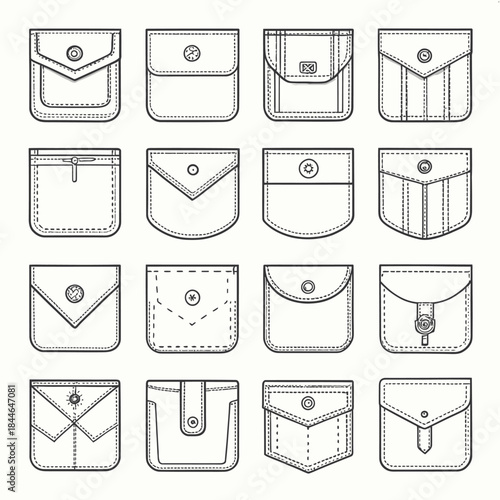 Assortment of Clothing Pocket Illustrations pockets