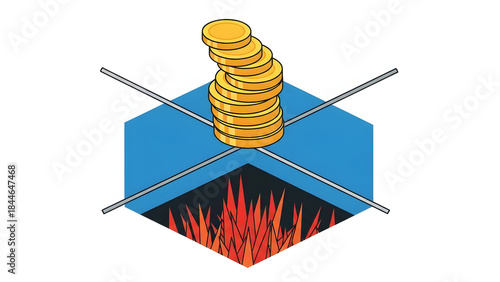 Stacking Gold Coins Isometric Finance Concept