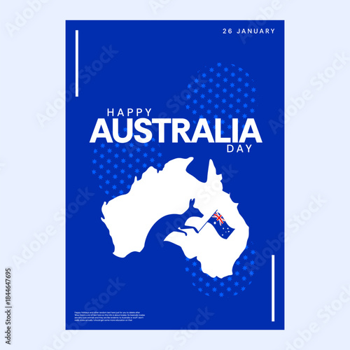 Vector poster card for Happy National Australia Day, 26th January isolated on white background.