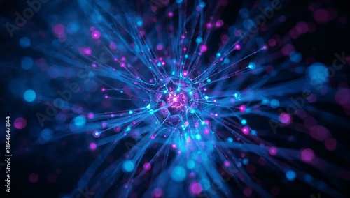Abstract Futuristic Neural Network With Glowing Energy Nodes