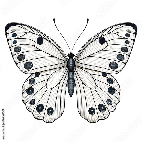 Elegant White Butterfly with Dark Spots insect lepidoptera