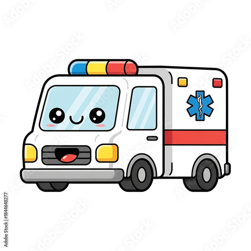 Wallpaper Mural Cute Cartoon Ambulance. Torontodigital.ca