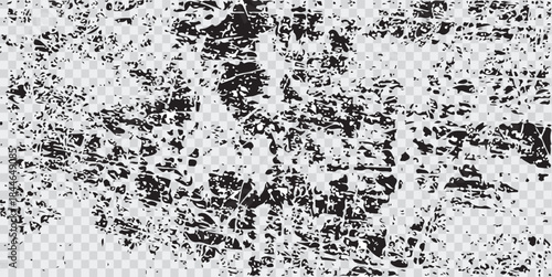 Distressed black Crack texture. Distress Overlay PNG Texture. Subtle grain texture overlay. White background on cement floor texture.
