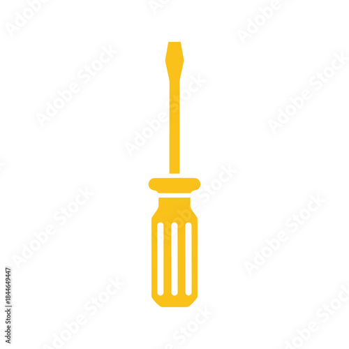 Simple yellow screwdriver icon on white background