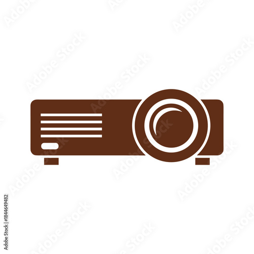 Brown projector icon on white background