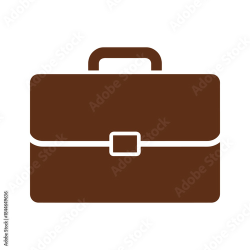 Brown briefcase icon on white background