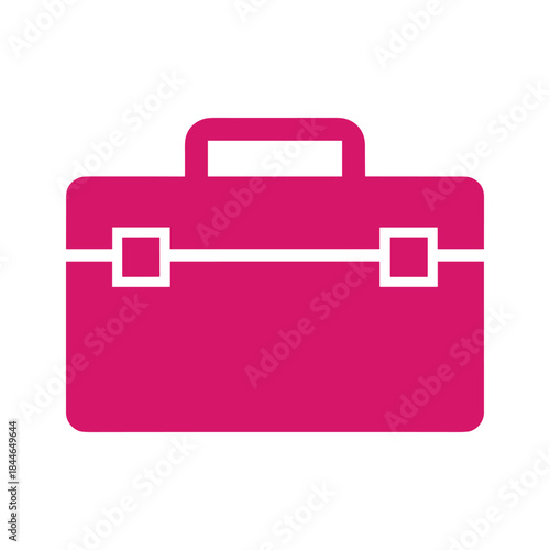 Pink briefcase icon on white background