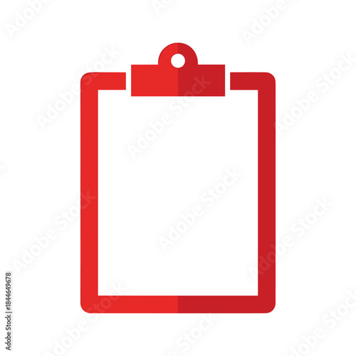 Red clipboard icon on white background