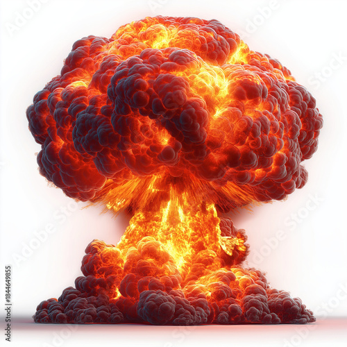 Mushroom cloud rises from a large explosion event