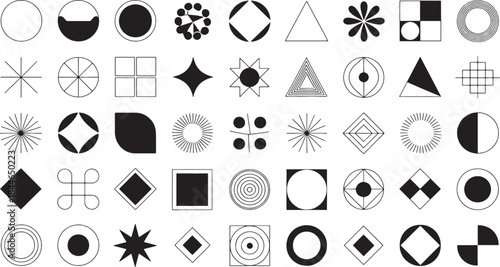 Geometric Shapes and Abstract Forms Collection in Black and White Minimalist