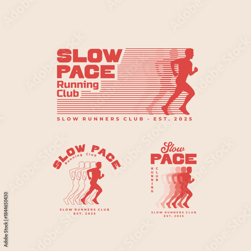Slow pace runners club vintage badge design for apparel, sport branding, and print.