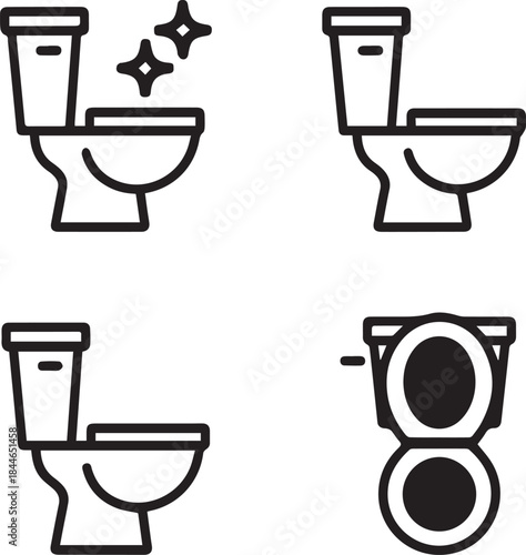 Toilet line icon bowl sanitaryware vector bathroom. Bidet toilet line icon