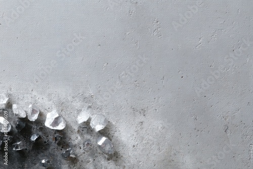 Abstract art piece featuring rough concrete texture contrasting sharply with sleek, highly polished chrome elements.