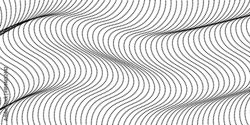 Abstract Dotted Wave Pattern – Black Dot Flow Lines, Optical Illusion Texture, Modern Geometric Background for Creative Design, Poster, Cover and Digital Art