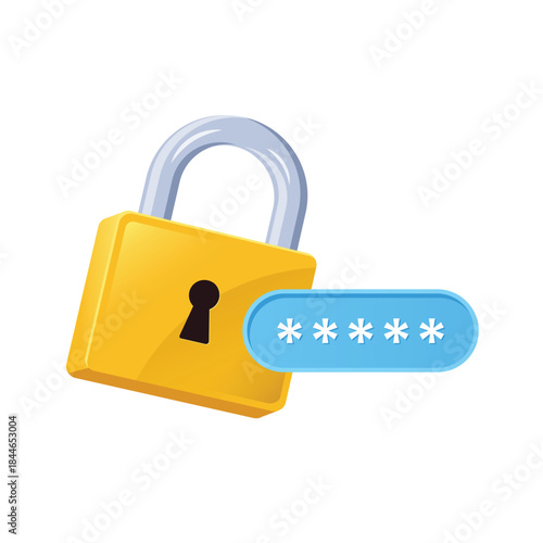 Padlock and password vector illustration on isolated background
