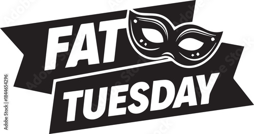 Fat tuesday mardi gras mask and text illustration