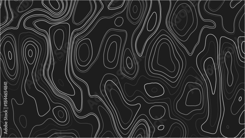 Bold, high-contrast topographic contour map. Design illustration for wall art, fabric, packaging, web, banner, wallpaper.
