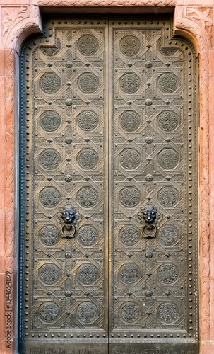 Ornate Historic Church Doors with Medieval Metalwork