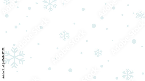 A minimalist white background with scattered light blue snowflakes of various sizes and shapes during musim dingin, captured with a shallow depth of field and soft focus, conveying a calm