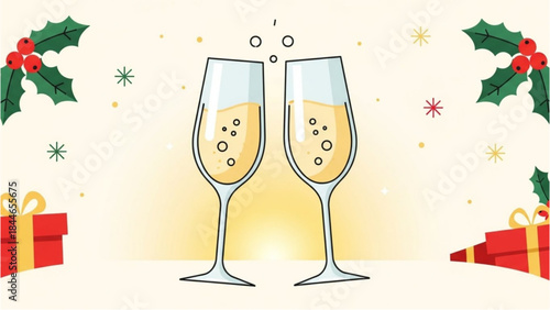 Festive Illustration of a New Year toast for a Happy New Year 2026 celebration.