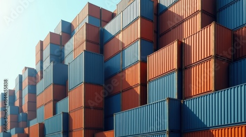 Stacked shipping containers in port