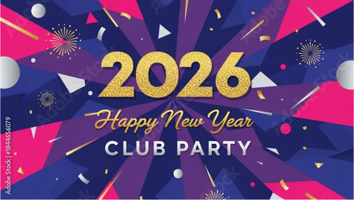 Happy New Year 2026 Club Party Banner for a Festive New Year Celebration.