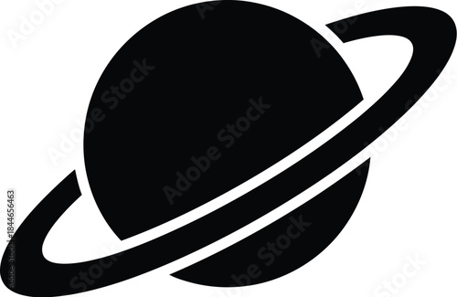 Black Saturn Planet Icon Silhouette Isolated on White Background Keywords: saturn, planet, space, astronomy, solar system, galaxy, cosmos, celestial, ring, orbit, science