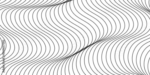 Abstract Dotted Wave Pattern – Black Dot Flow Lines, Optical Illusion Texture, Modern Geometric Background for Creative Design, Poster, Cover and Digital Art