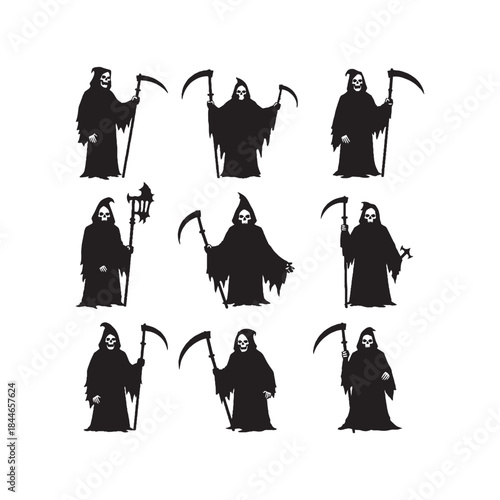 Grim Reaper Silhouettes Collection,Grim Reaper Silhouettes,Vector Grim Reaper Silhouettes,Death Reaper Silhouettes,grim reaper vector