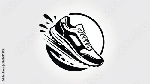 Running shoe in motion