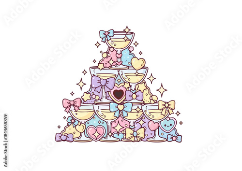 Black silhouette of a wine glass on white background for beverage and dining concept