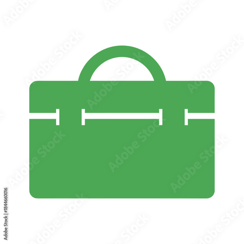 Green briefcase icon on white background