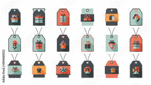 Collection of Colorful Price Tags and Labels.